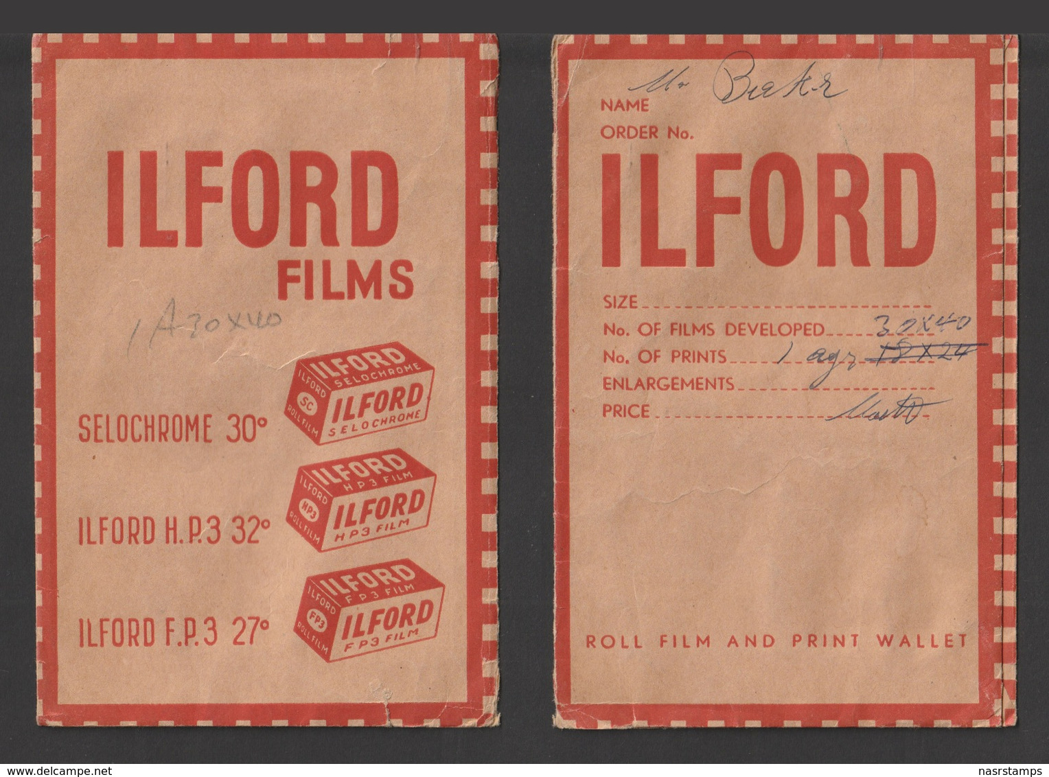 Egypt - RARE - ILFORD Films - Old Paper Pocket - Storia Postale