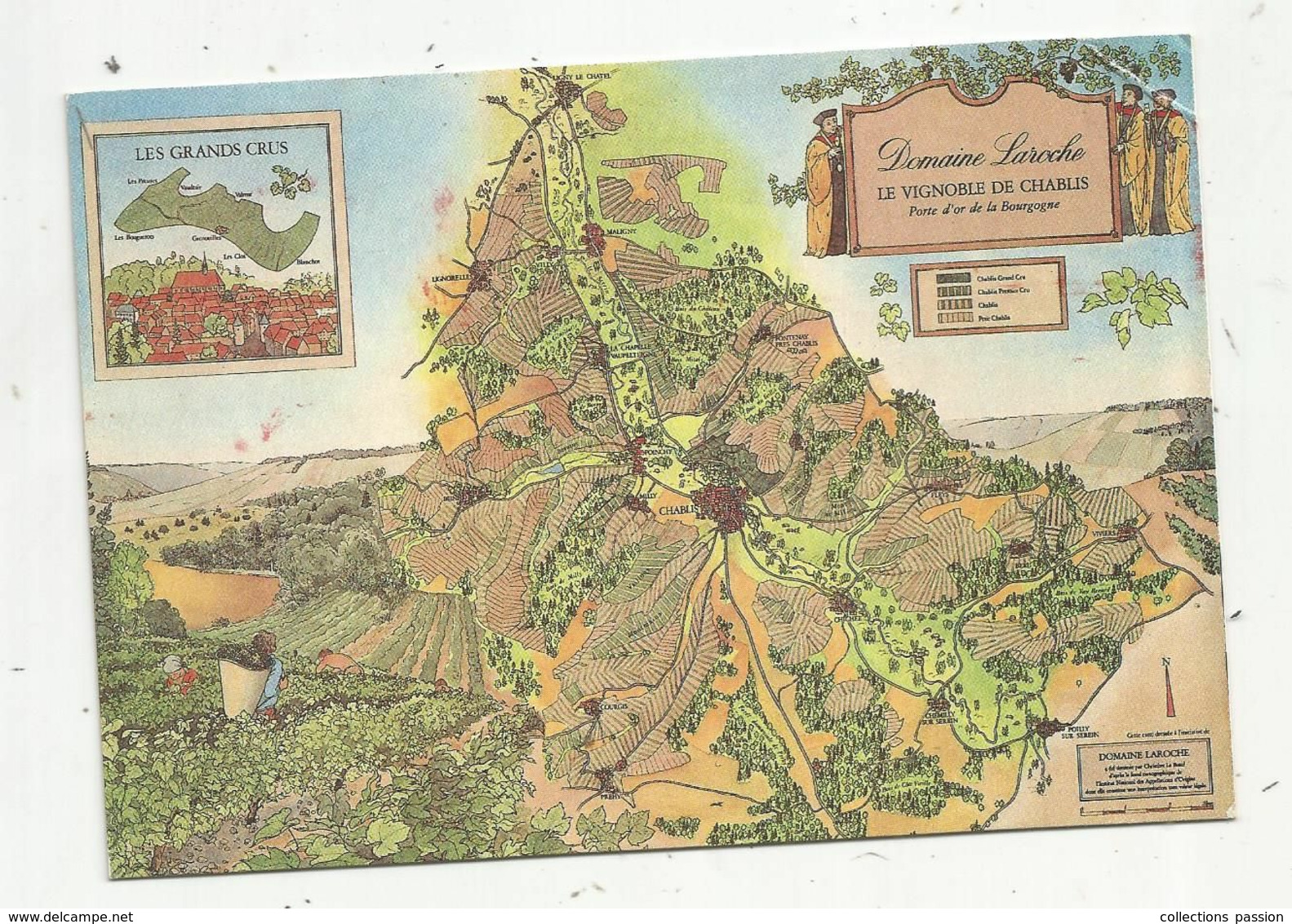 Cp , Carte Géographique , VIN , Le Vignoble De CHABLIS , Domaine LAROCHE ,Chablis,voyagée 1990 - Landkarten