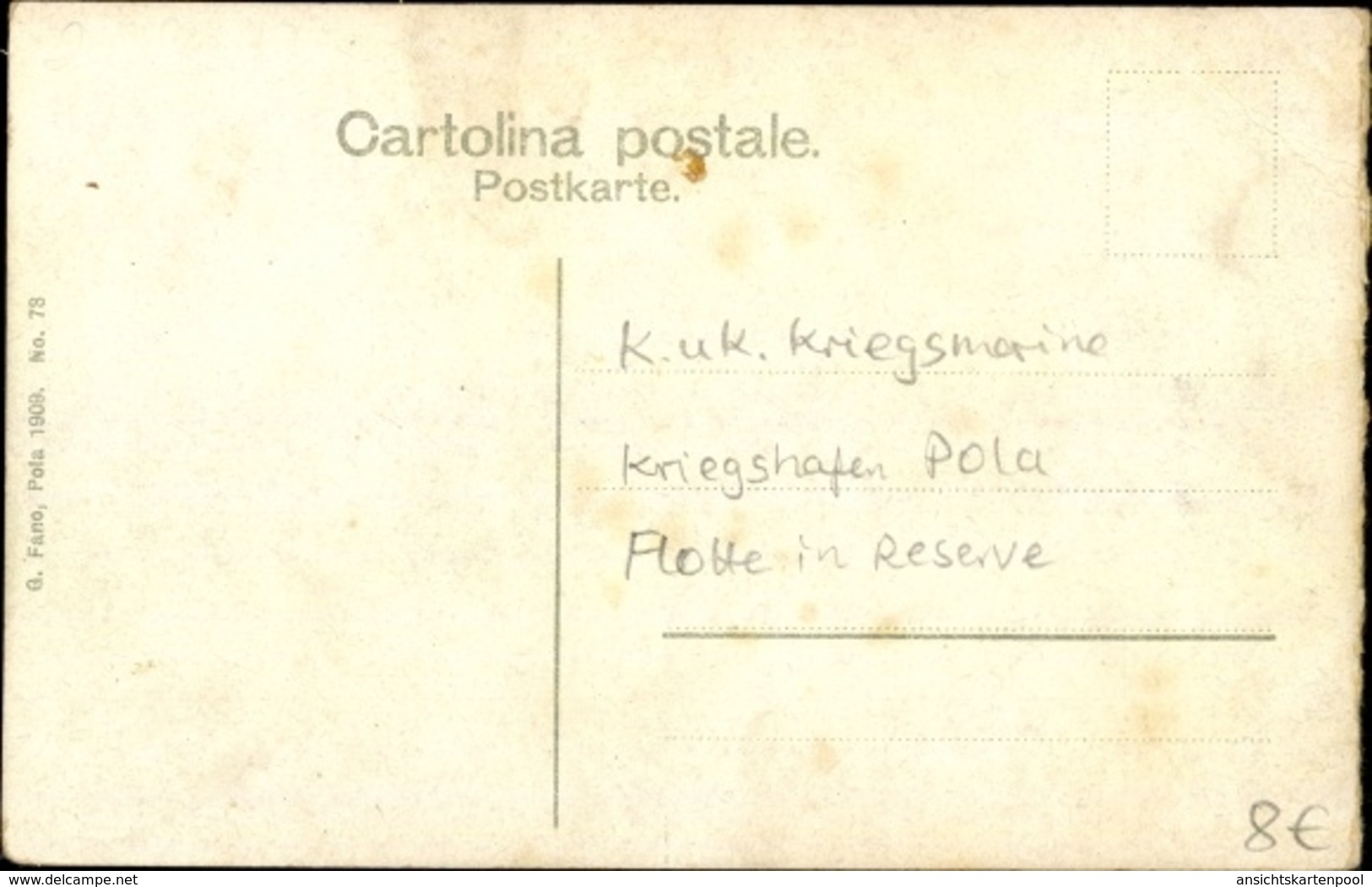 Cp Pola Pula Kroatien, Kriegshafen, Österreichische Kriegsschiffe, Flotte In Reserve - Croatia