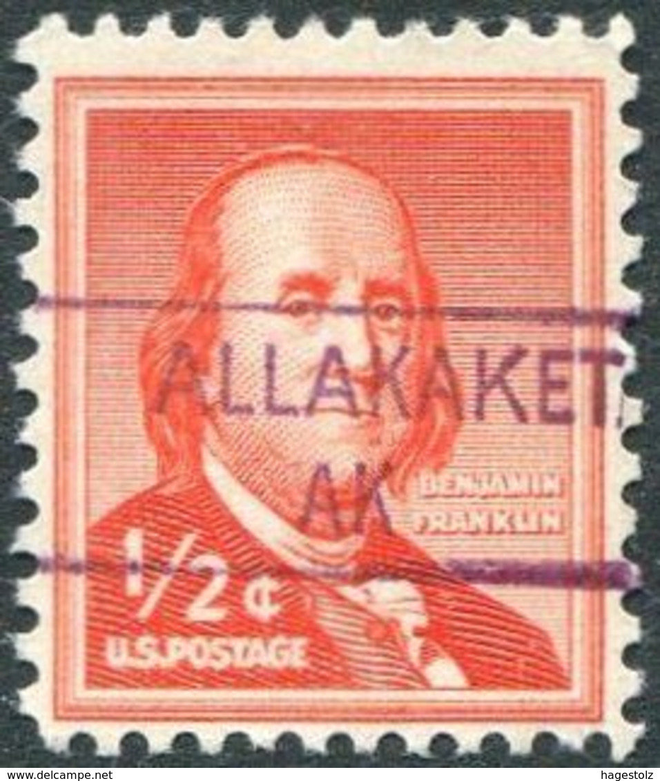 USA Alaska Local Precancel ALLAKAKET Type 1 Violet 1/2c Franklin (*) Vorausentwertung Timbre Préoblitéré # P01-841 - Precancels