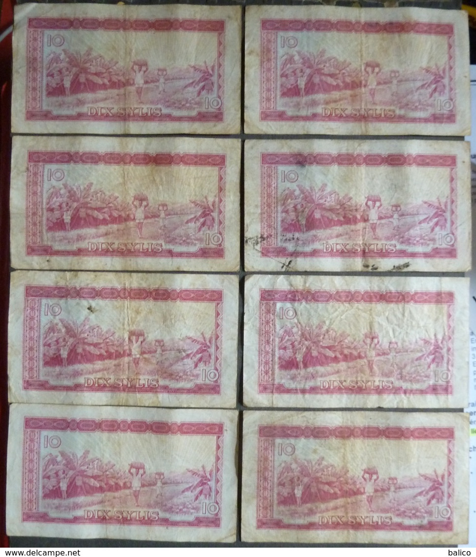 8 BILLETS  BANQUE CENTRALE DE LA REPUBLIQUE DE GUINÉE - DIX SYLIS  1960  (rouge) - Guinea