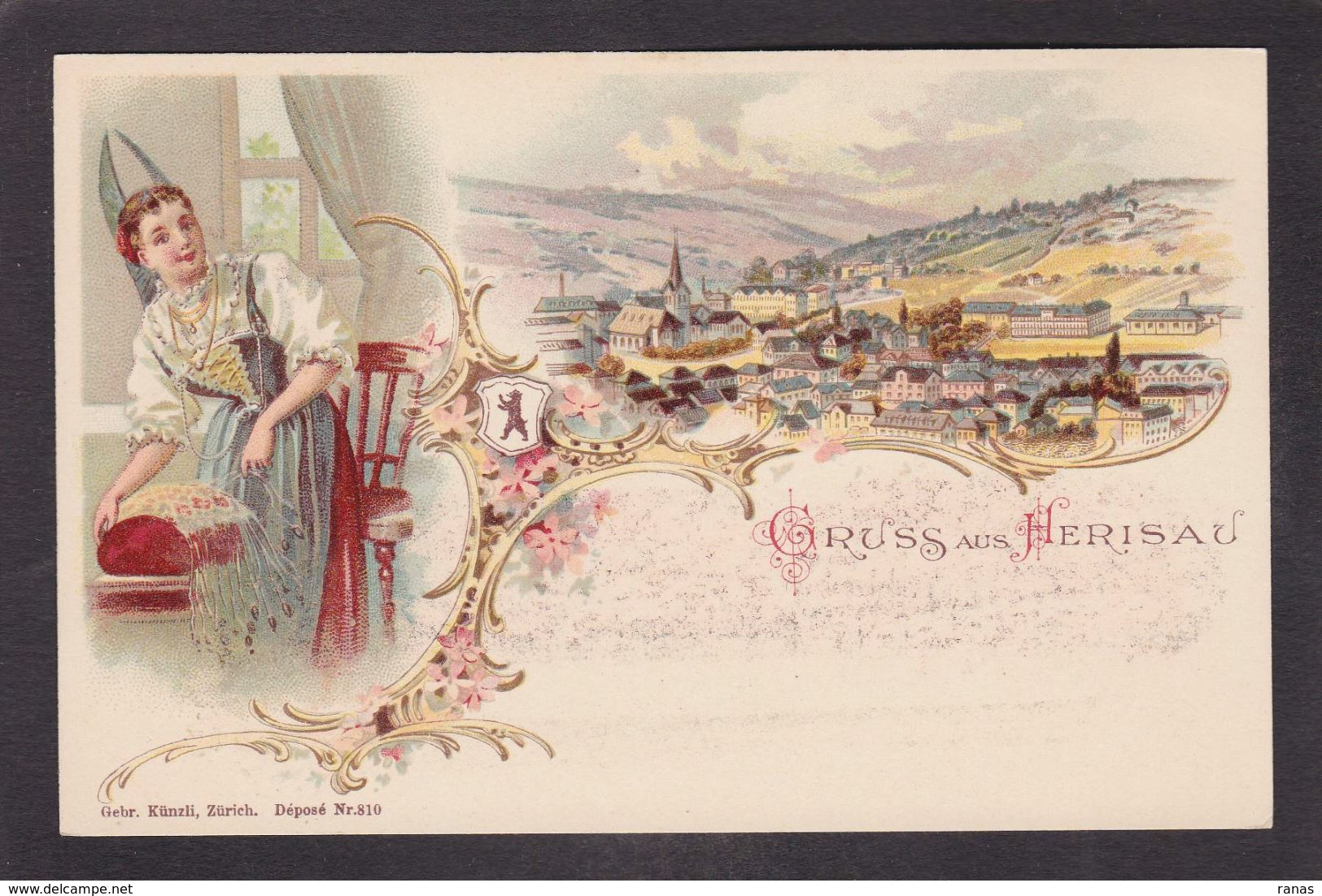 CPA Suisse Helvétia Schweiz Svizzera Non Circulé Litho Gruss Canton De Appenzell Rhodes-Extérieures Erisau Hérisau - Herisau