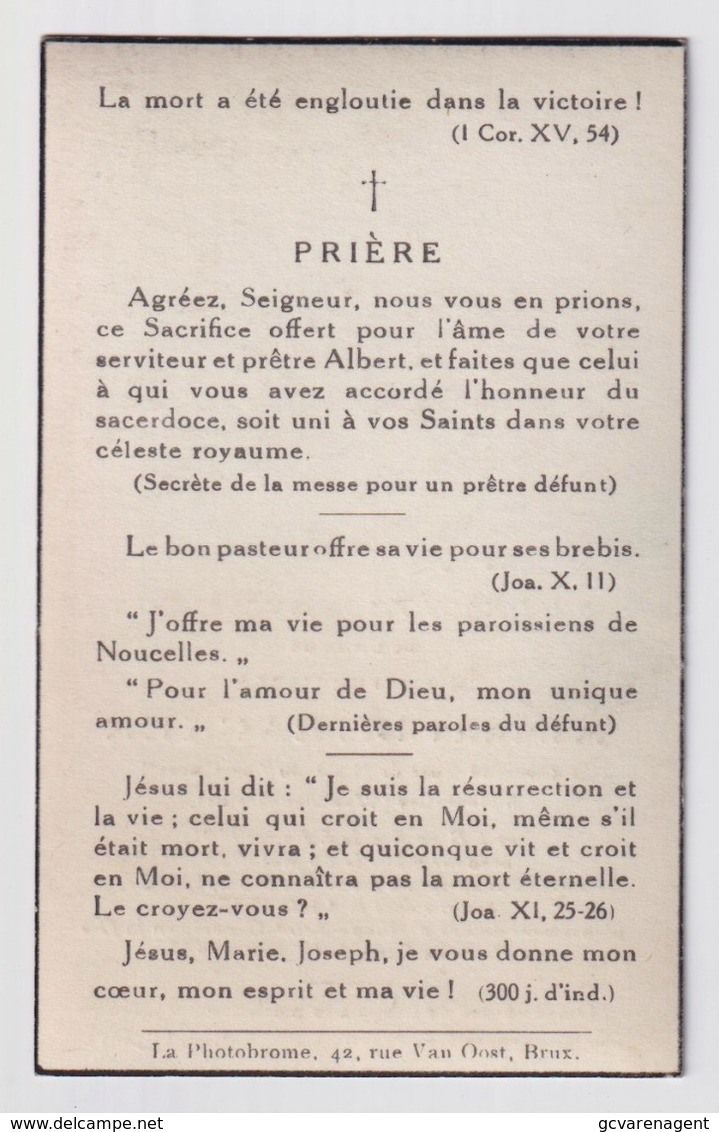PASTOOR  NOUCELLES WAUTHIER BRAINE - ALBERT DE BACKER  BRUXELLES 1901 - RHODE SAINT GENESE 1937   2 SCANS - Verloving