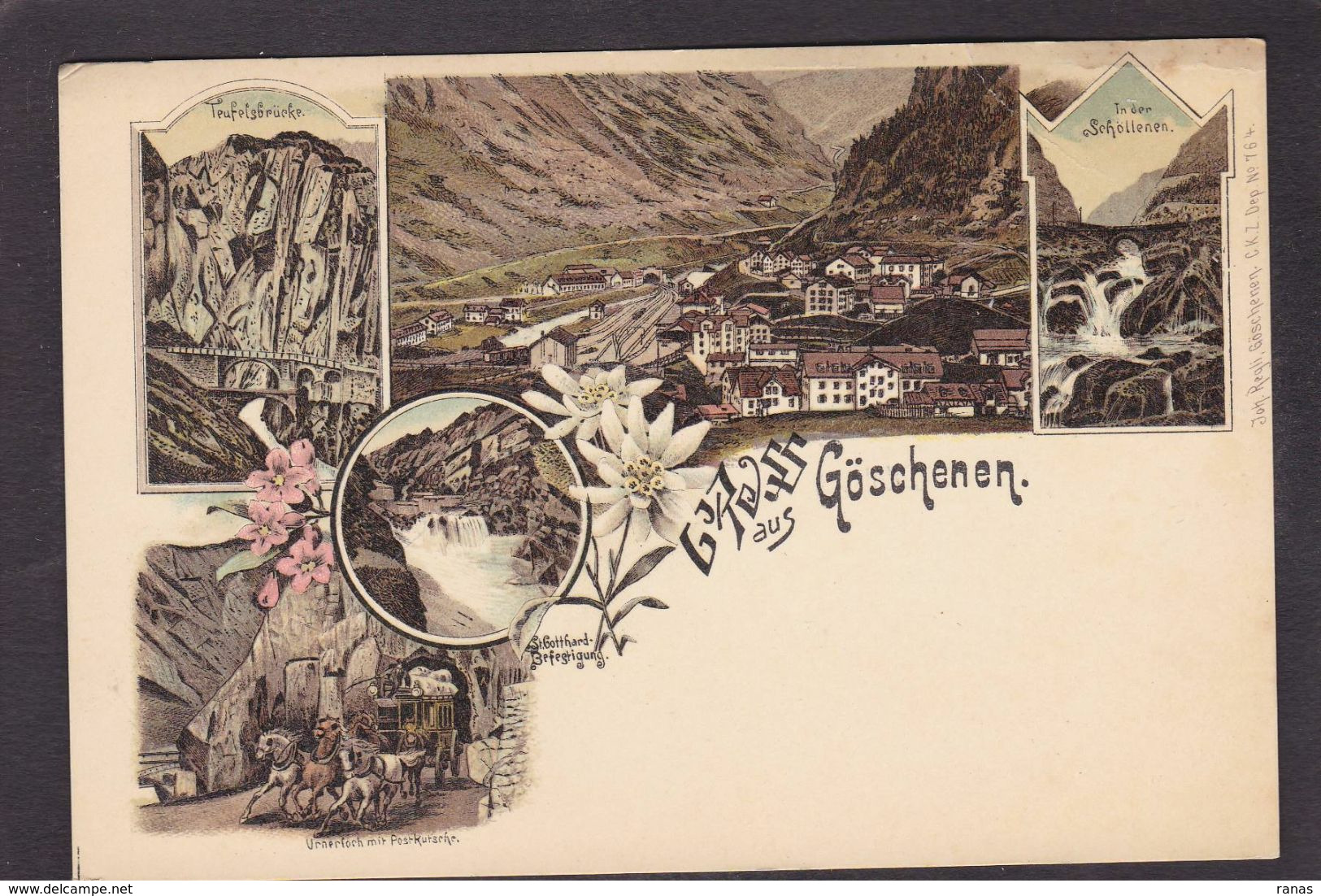 CPA Suisse Helvétia Schweiz Svizzera Non Circulé Litho Gruss Canton D' Uri Göschenen - Göschenen