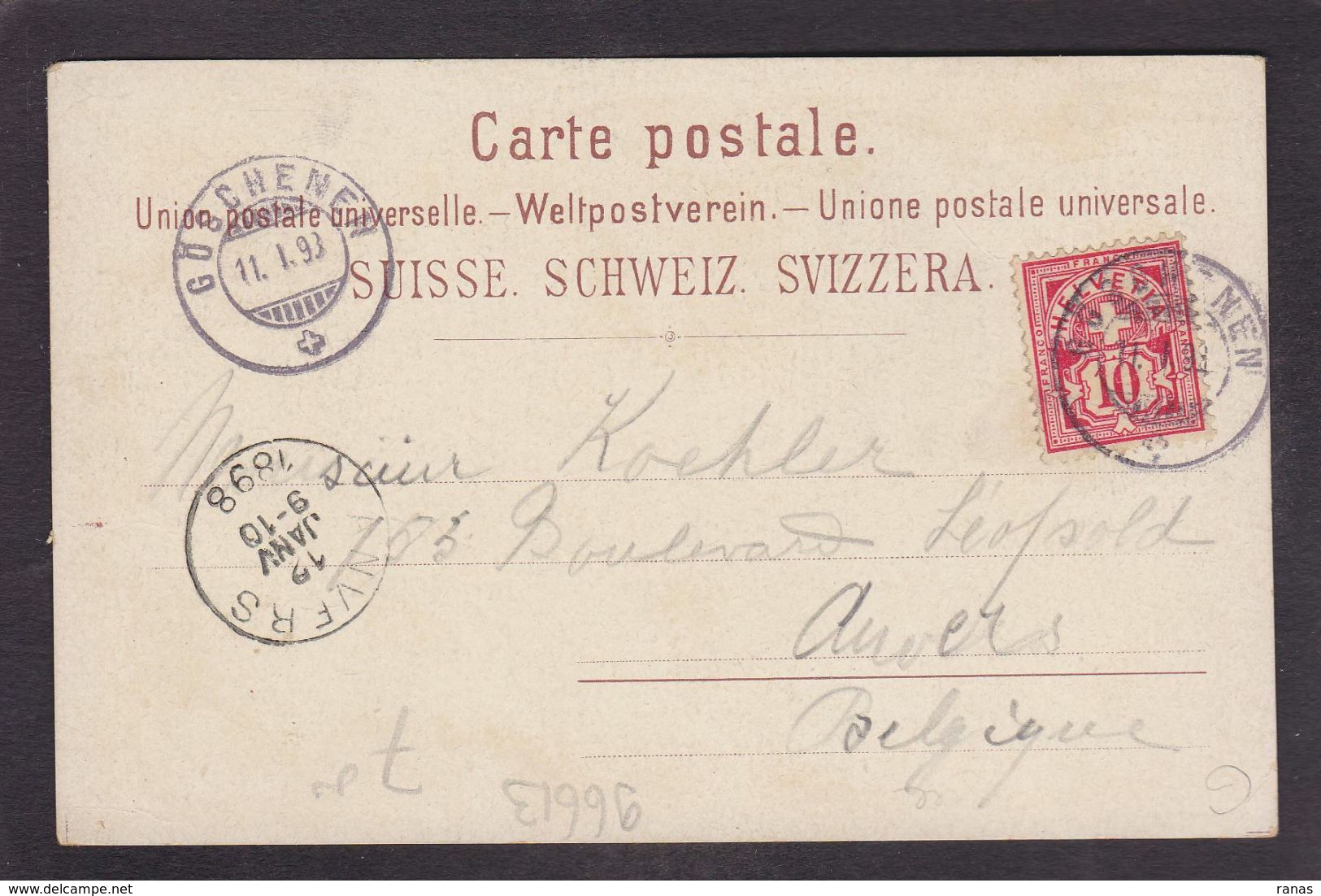 CPA Suisse Helvétia Schweiz Svizzera Circuléen 1898  Litho Gruss Canton D' Uri Göschenen - Göschenen
