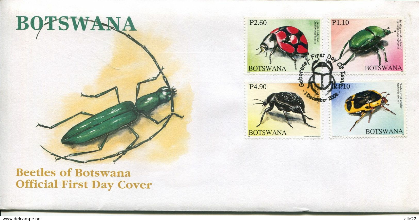 Botswana Mi# 893-6 Used On Official FDC - Fauna Beetles - Botswana (1966-...)