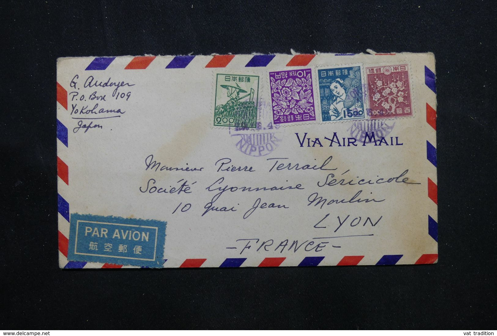 JAPON - Enveloppe De Yokohama Pour La France Par Avion - L 70811 - Briefe U. Dokumente