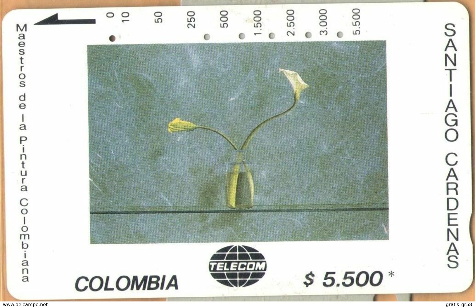 Colombia - CO-MT-51, Tamura, Dos Cartuchos Sobre Verde, Santiago Cardenas, Art, 5,500 $, 10.000ex, Used - Colombia