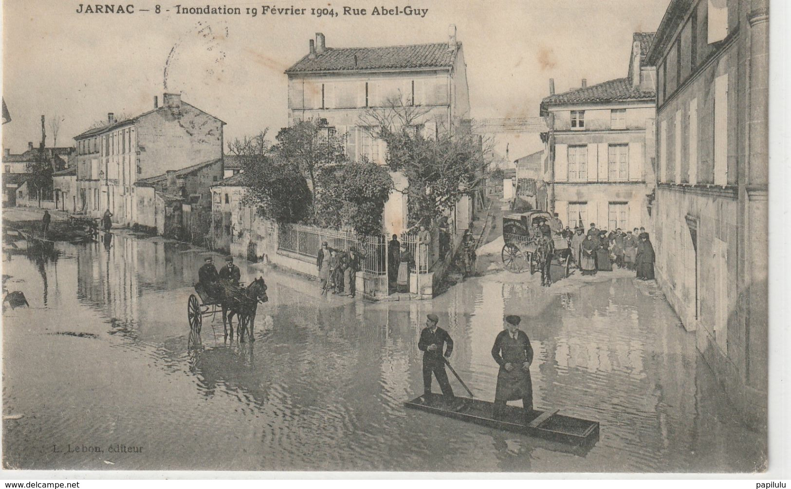 DEPT 16 : Lire Le Dos Edit. L Lebon N° 8 : Jarnac Rue Abel-Guy , Inondation Du 19 Février 1904 - Jarnac