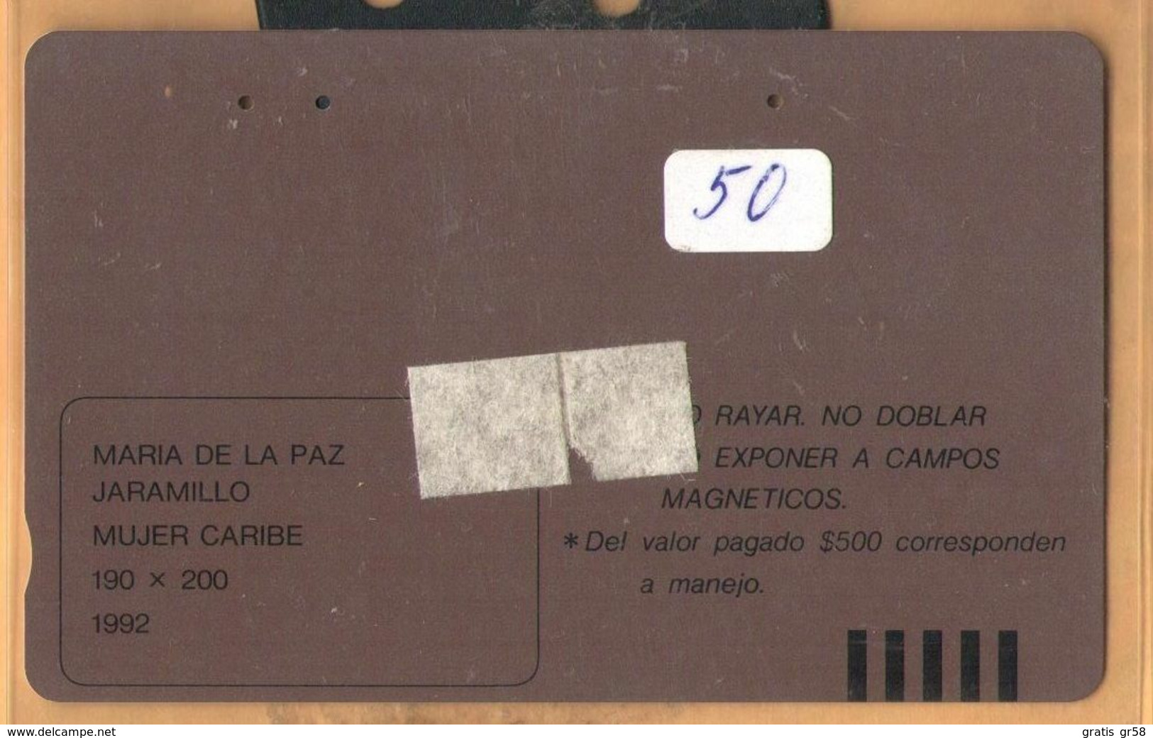 Colombia - CO-MT-50, Tamura, Mujer Caribe, Maria De La Paz Jaramillo, Art, 15,500 $, 10.000ex, Used - Kolumbien