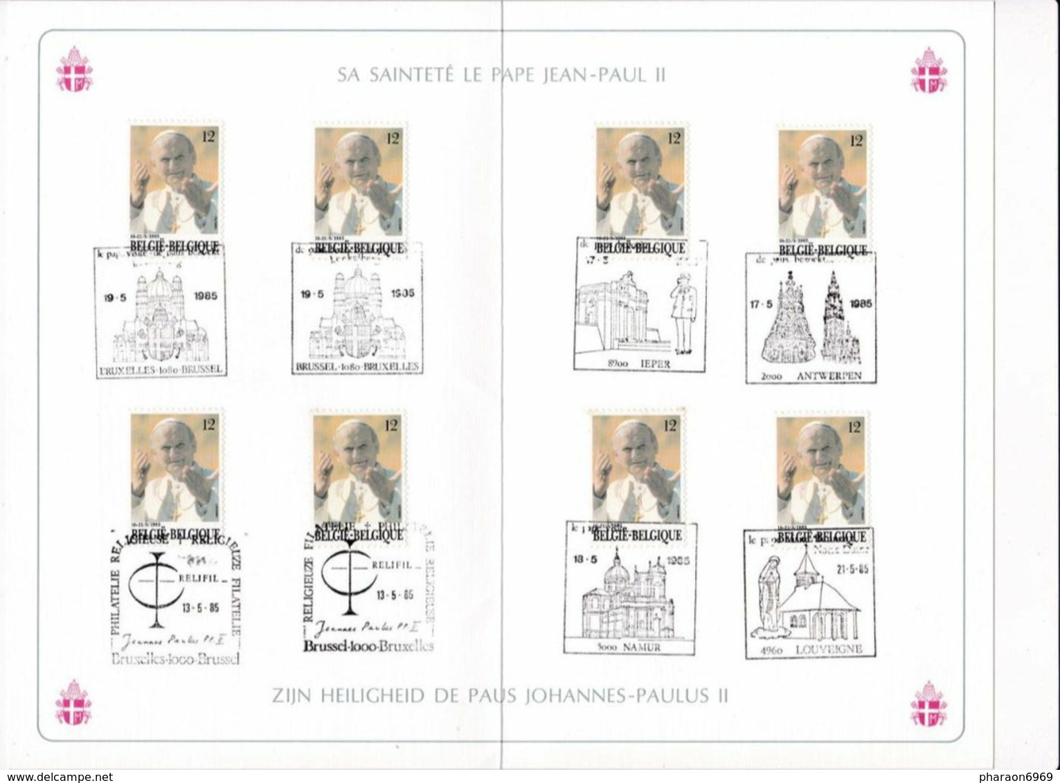 2 Scans Feuillet 2166 Le Pape Jean-Paul II De Paus Johannes-Paulus II - Ganze Bögen & Kleinbögen