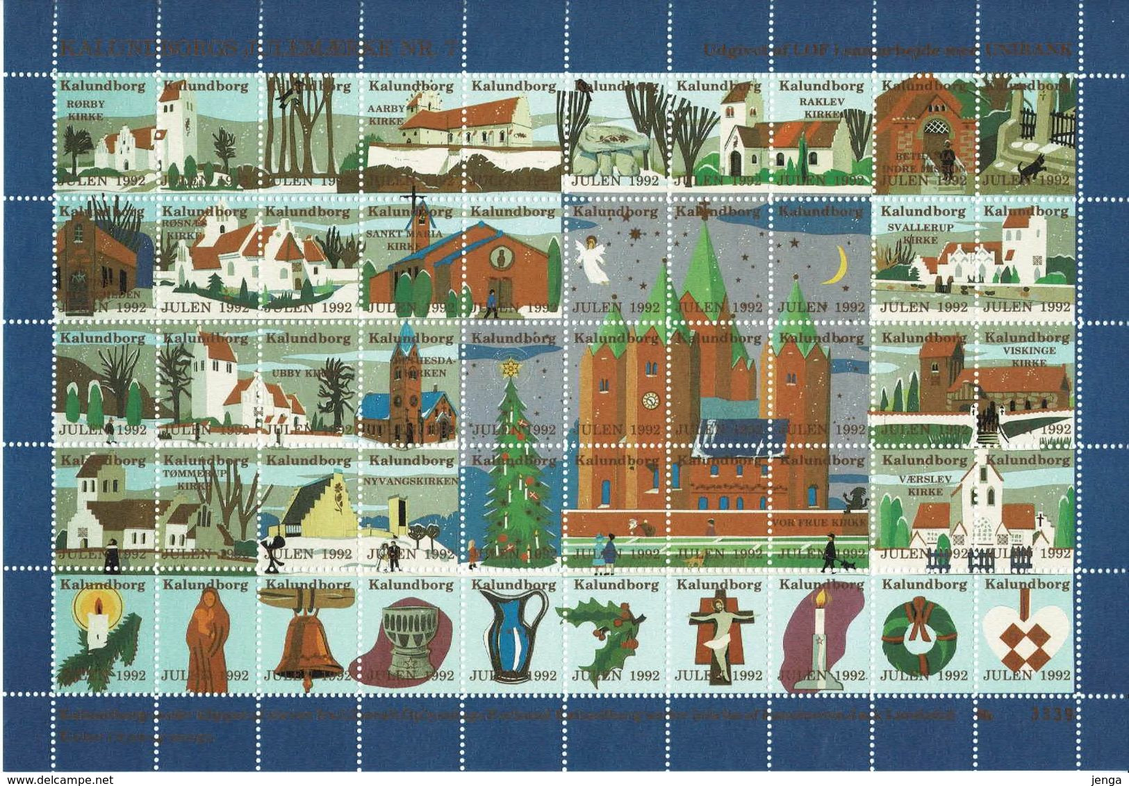 Denmark, Local Christmas Seals Kalundborg 1991 - 1994, 4 Full Sheets, MNH (**) - Fogli Completi