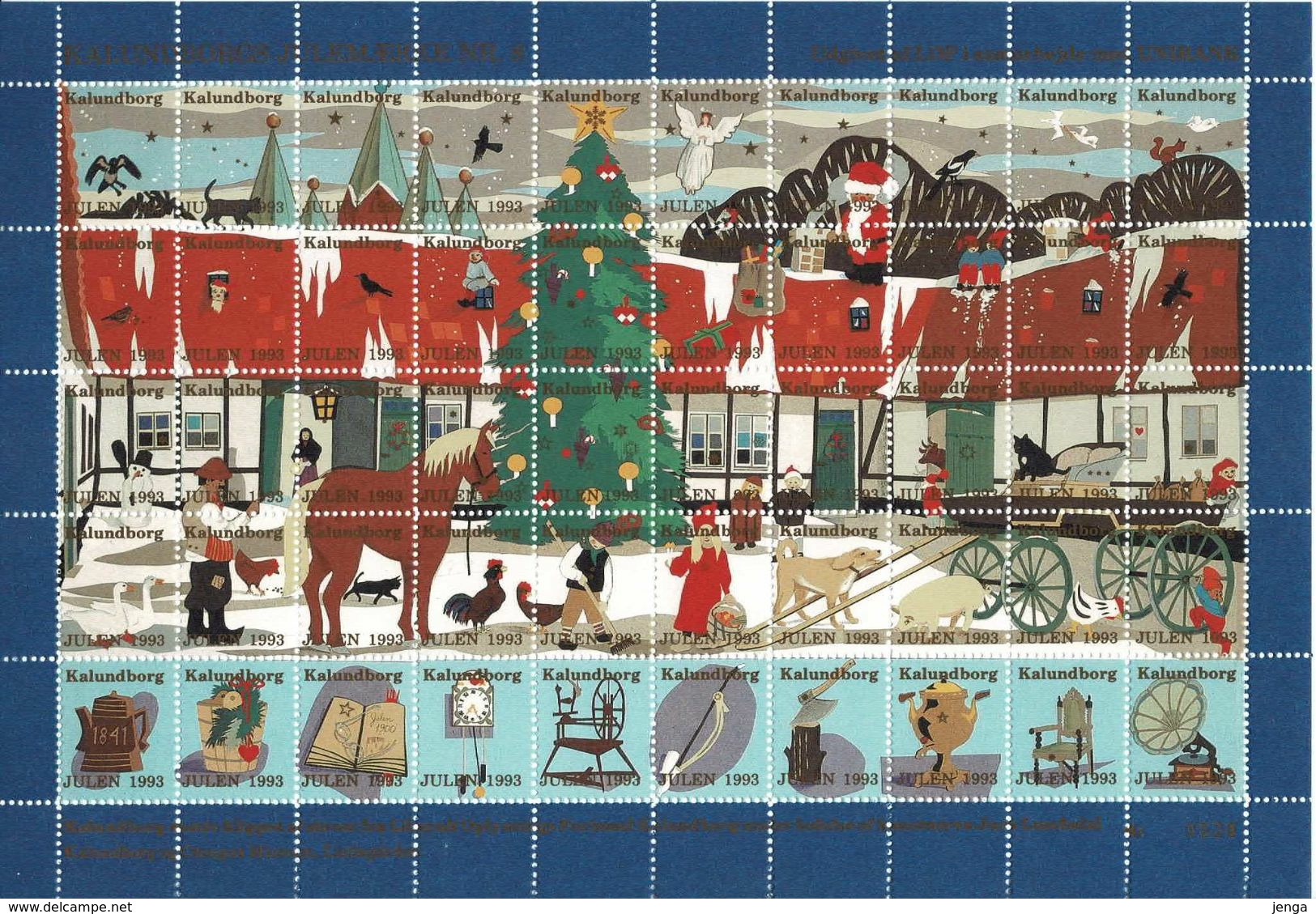 Denmark, Local Christmas Seals Kalundborg 1991 - 1994, 4 Full Sheets, MNH (**) - Fogli Completi