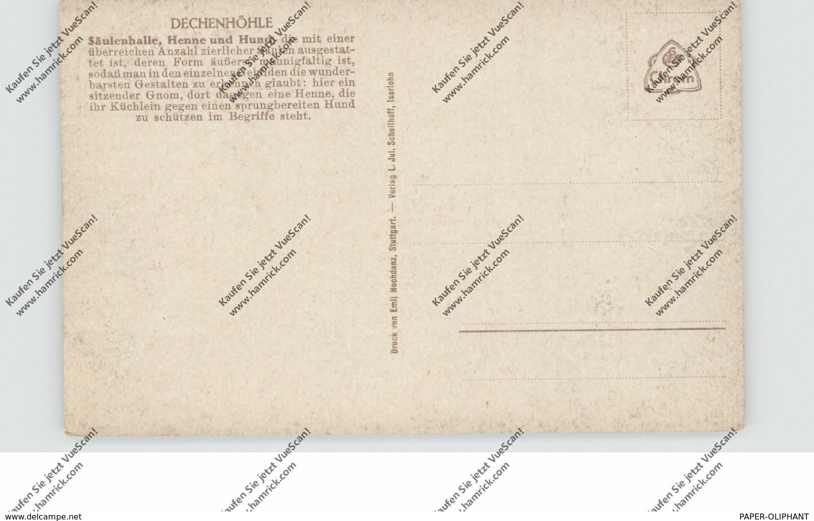 5860 ISERLOHN - GRÜNE, Dechenhöhle, Säulenhalle, Henne Und Hund - Iserlohn