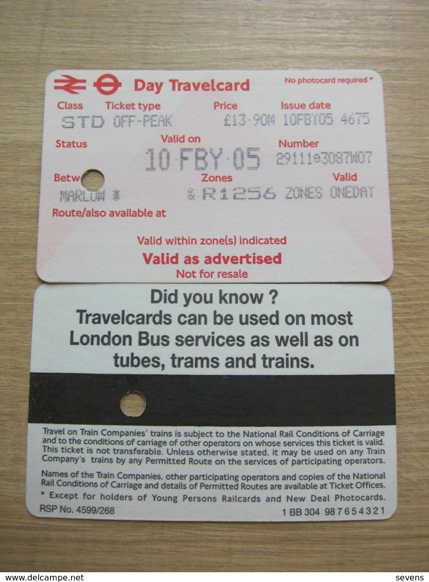 British Railway STD Off-Peak Day Travel Card - Europa