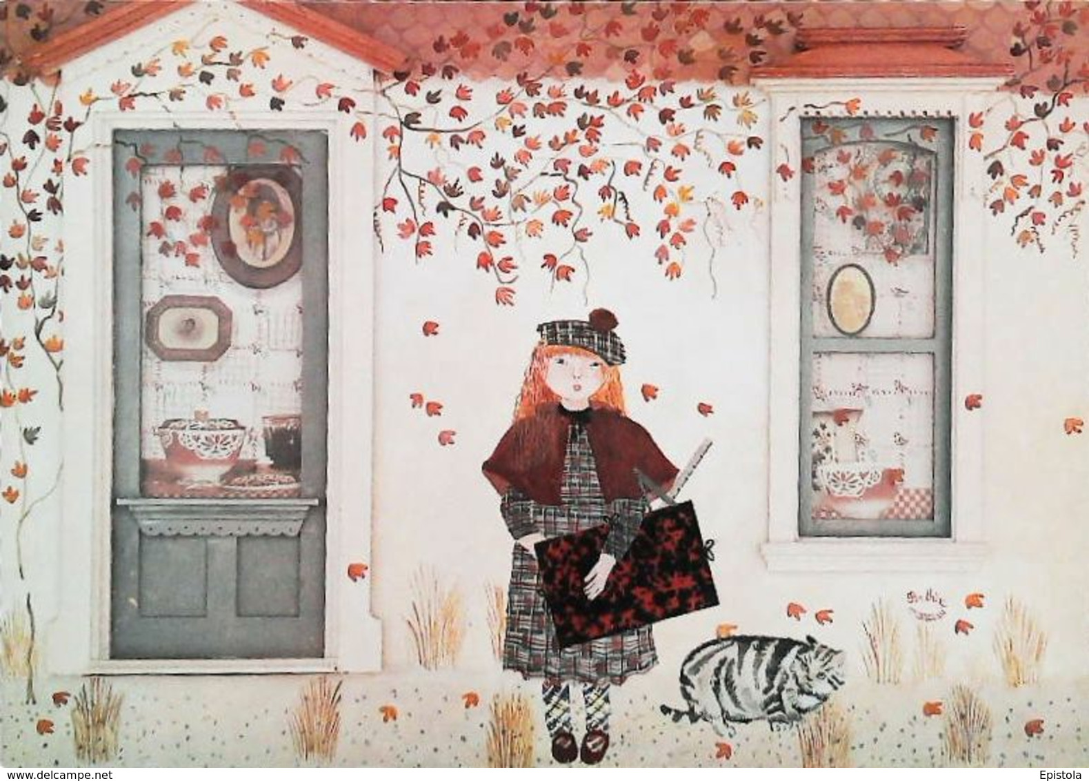 CHAT Chaton & Enfant -  Illustration Berthine MARCEAU  SEPTEMBRE Mois De L'année (Kitten & Cat Months Of The Year    ) - Gatos
