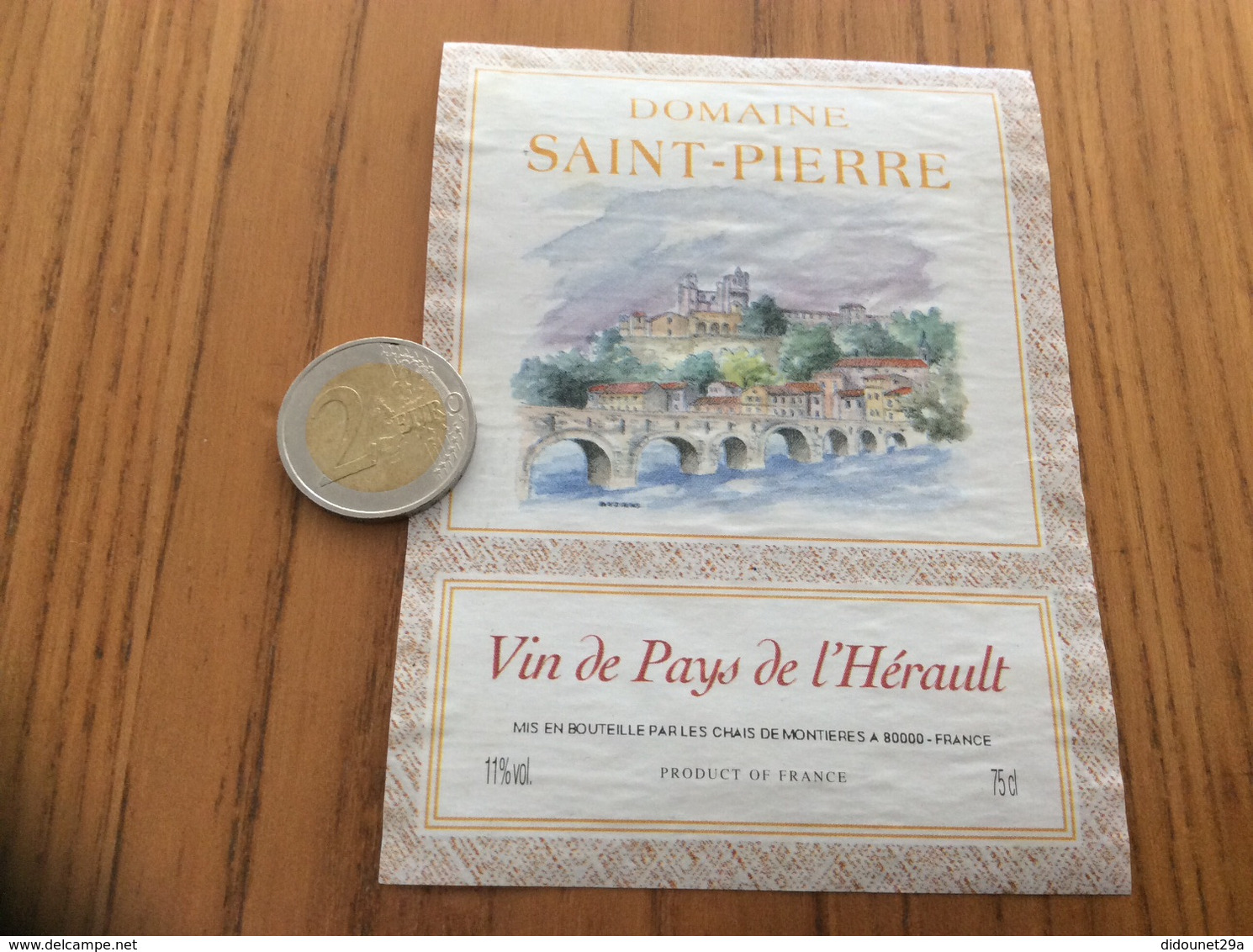 Etiquette « VIN DE PAYS DE L’HÉRAULT - DOMAINE SAINT PIERRE - LES CHAIS DE MONTIERES (80)» - Languedoc-Roussillon