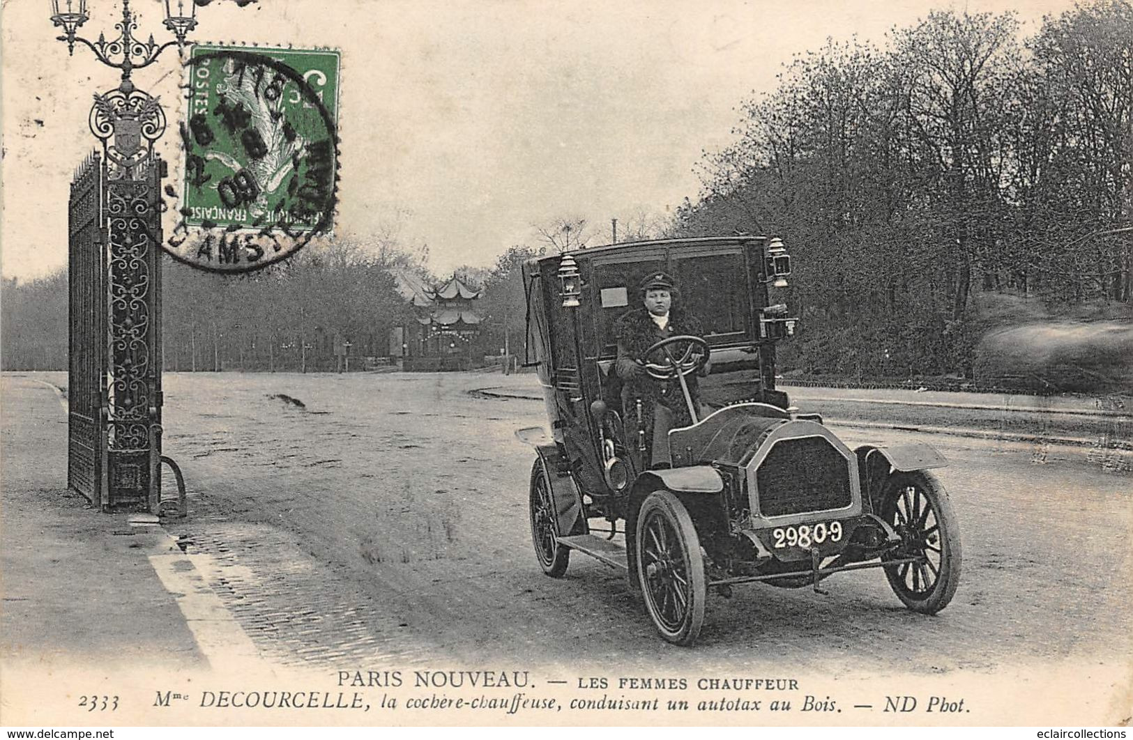 Thème Automobile:    Paris Nouveau Les Femmes Chauffeur Auto Taxi Au Bois     (voir Scan) - PKW