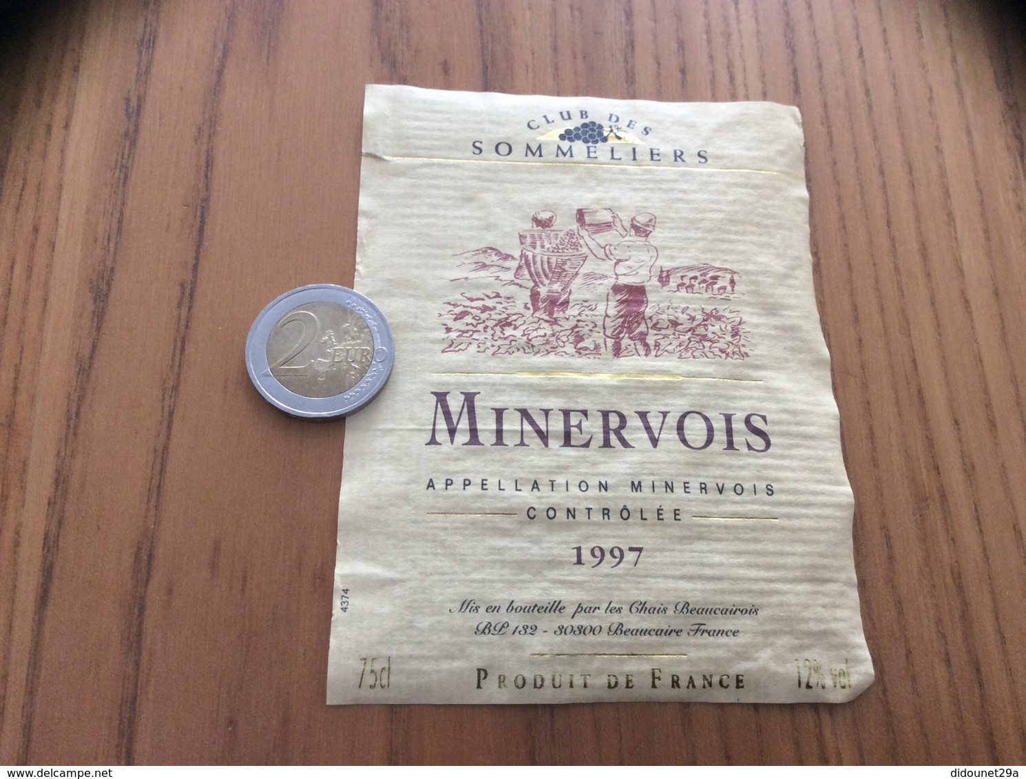 Etiquette Vin 1997 * «MINERVOIS - CLUB DES SOMMELIERS - LES CHAIS BEAUCAIROIS - BEAUCAIRE (30)» - Languedoc-Roussillon