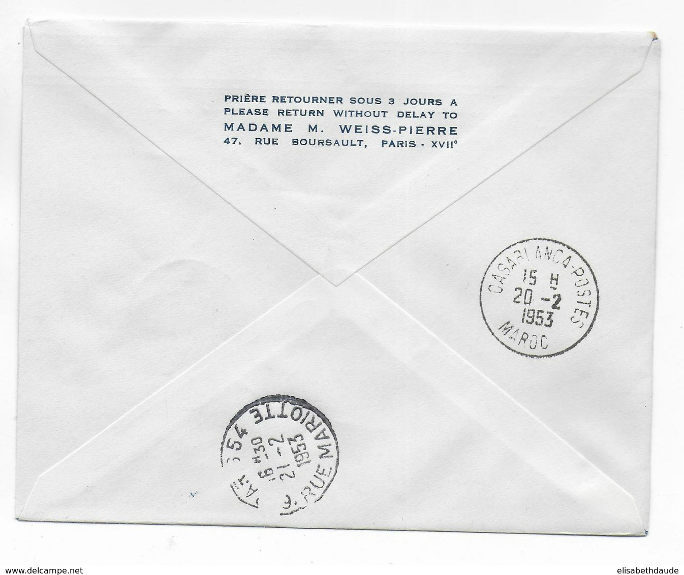 1953 - AOF - ENVELOPPE 1° LIAISON AERIENNE Par AVION à REACTION De DAKAR (SENEGAL) => CASABLANCA (MAROC) - Cartas & Documentos