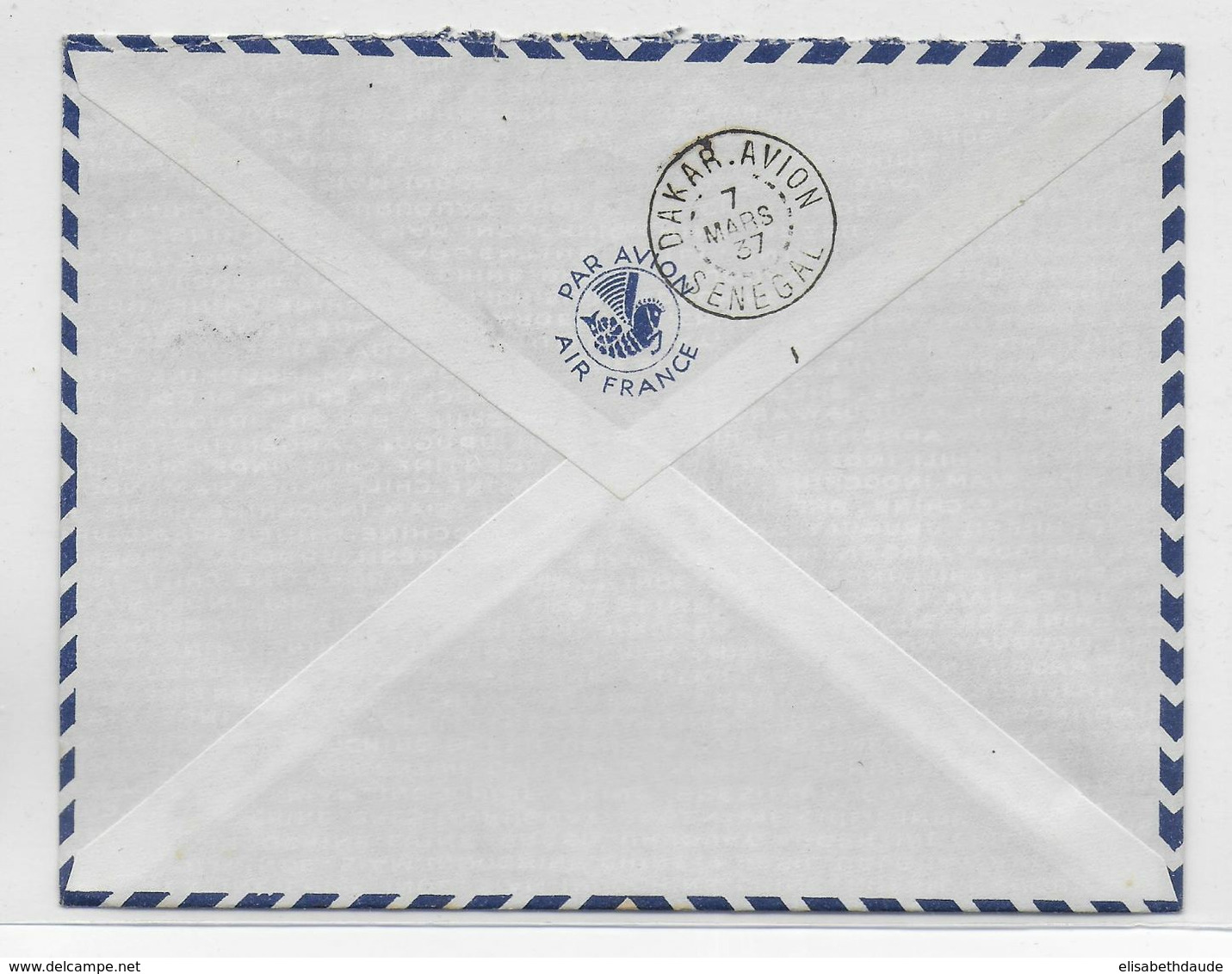 1937 - TOGO - ENVELOPPE 1° LIAISON AERIENNE AEROMARITIME AIR FRANCE De LOME => DAKAR (SENEGAL) - Lettres & Documents