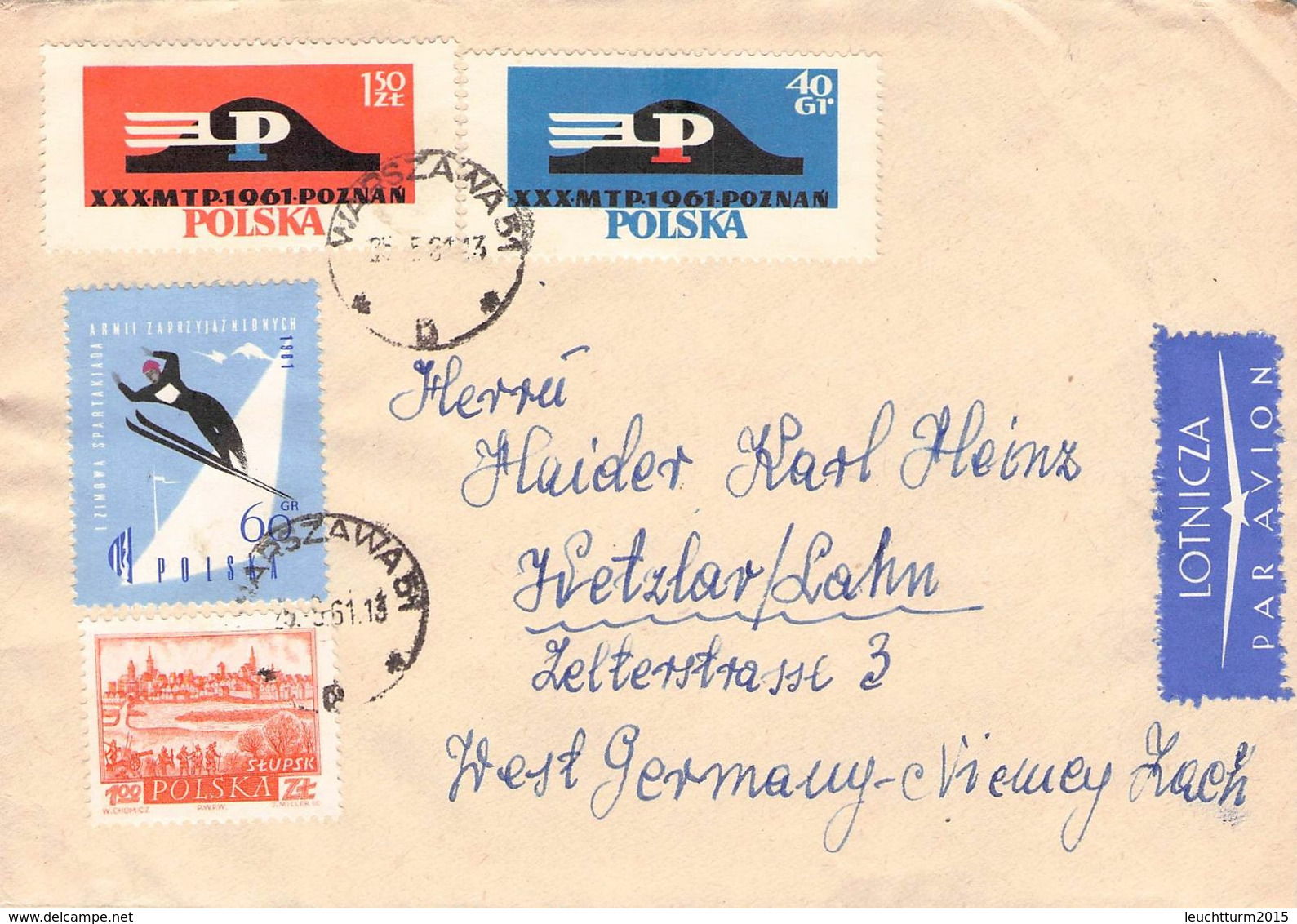 POLAND - LETTER 1961 WARSZAWA - WETZLAR/GERMANY /AS91 - Storia Postale