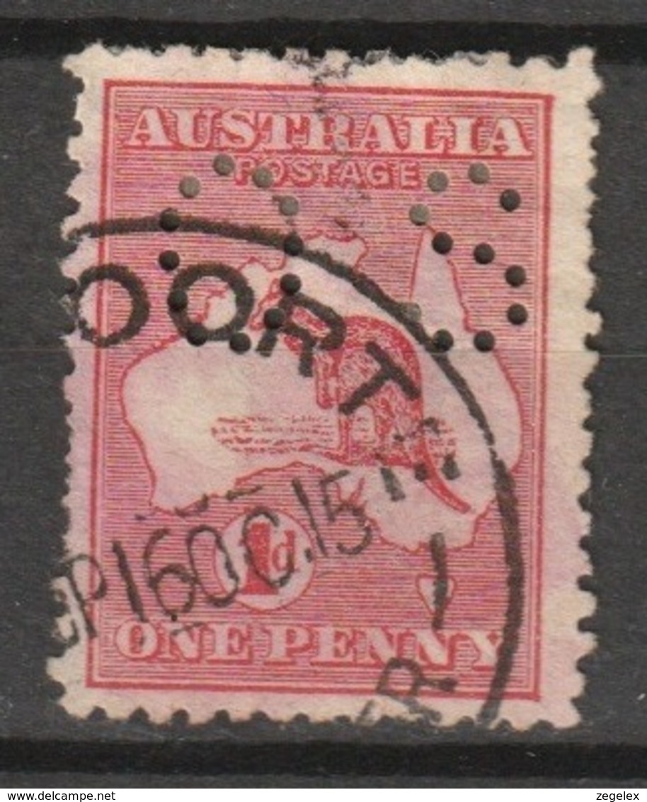 Australia 1913 Service - Kangaroo 1 Penny Lochung Type 2 (8 Mm). Mi D02 Type II - Dienstmarken