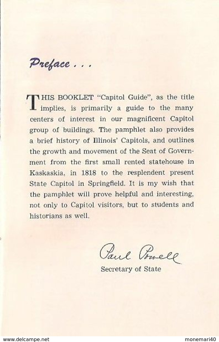 CAPITOL GUIDE, Publié Par PAUL POWED, Secrétaire D'Etat. (1966) - America Del Nord