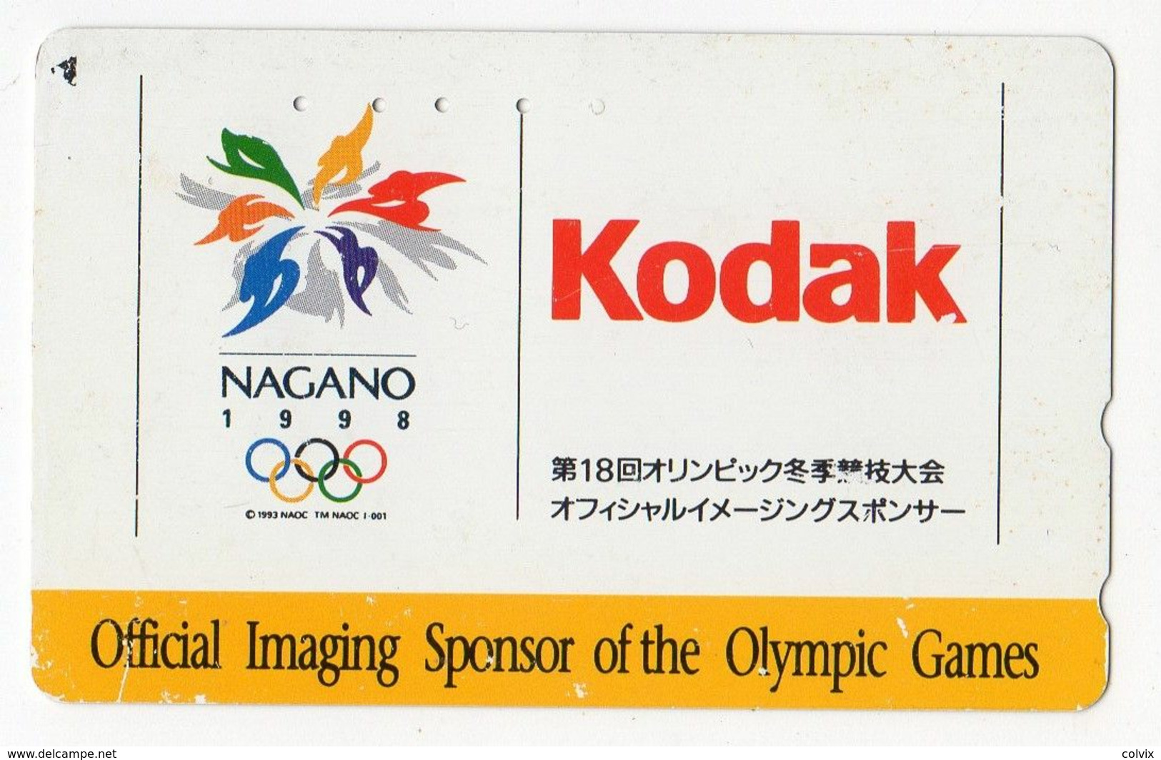 JAPON TELECARTE PHOTO KODAK JO De NAGANO - Juegos Olímpicos