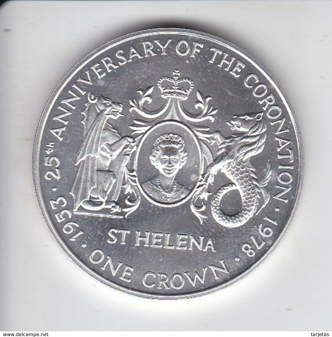 MONEDA DE PLATA DE SANTA HELENA DE 1 CROWN DEL AÑO 1978 (COIN) SILVER-ARGENT - Sainte-Hélène