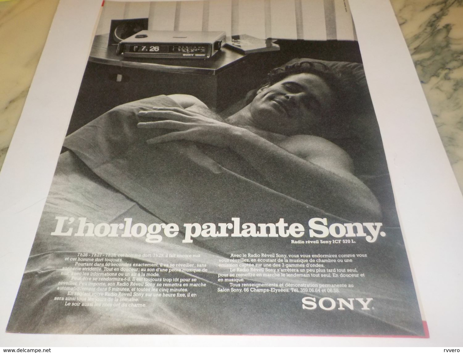 ANCIENNE PUBLICITE  HORLOGE PARLANTE SONY 1976 - Altri & Non Classificati