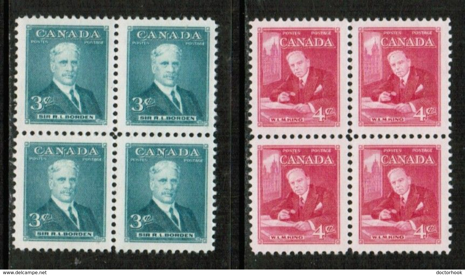 CANADA  Scott # 303-4* VF MINT LH BLOCKS Of 4 (Stamp Scan # 728) - Blocks & Sheetlets
