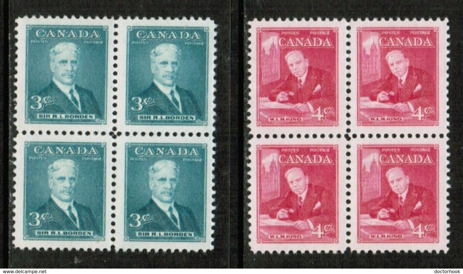 CANADA  Scott # 303-4* VF MINT LH BLOCKS Of 4 (Stamp Scan # 728) - Blocs-feuillets