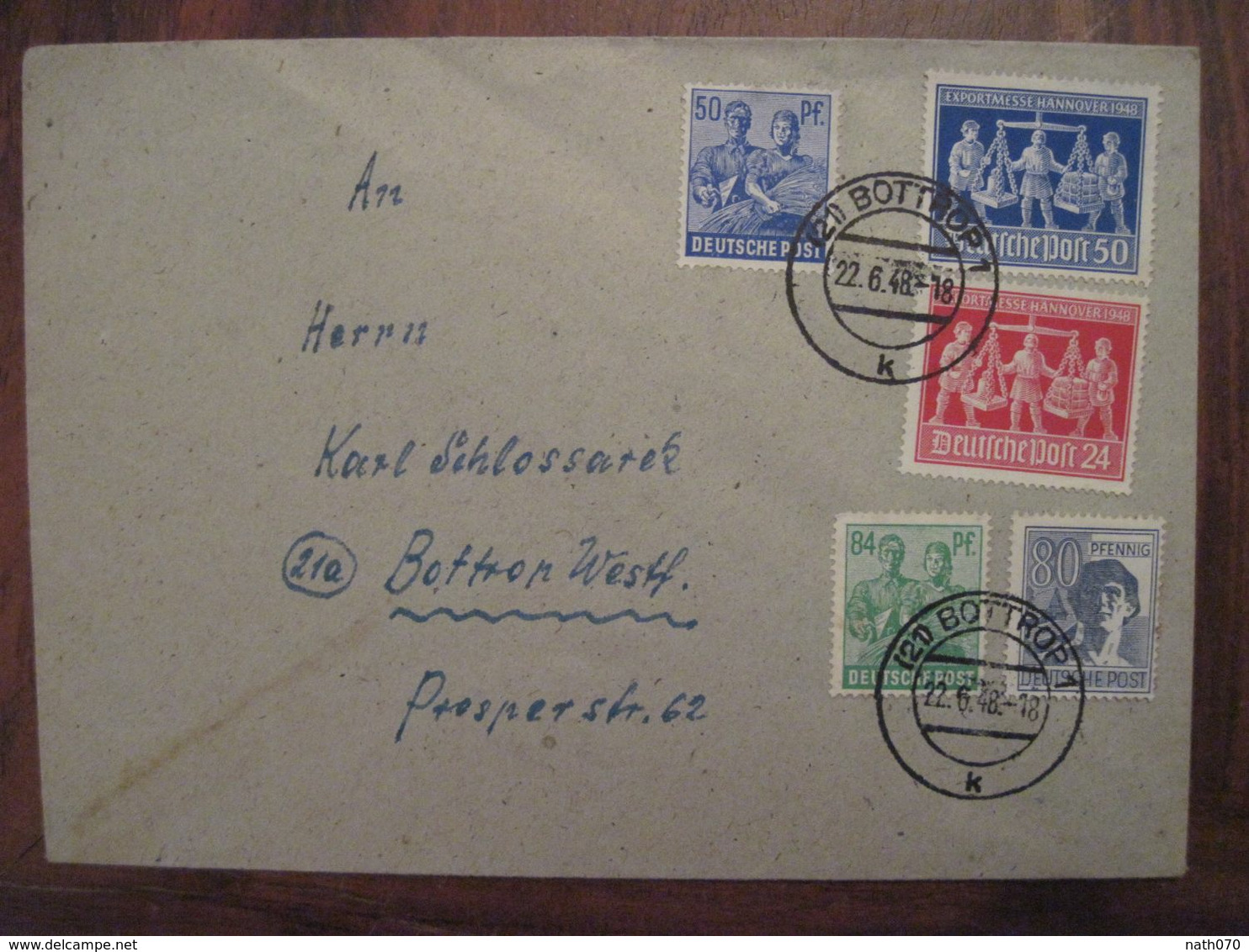 Allemagne 1948 BOTTROP Cover SBZ Germany 84pf Exportmesse Hannover Allierte Besetzung - Other & Unclassified