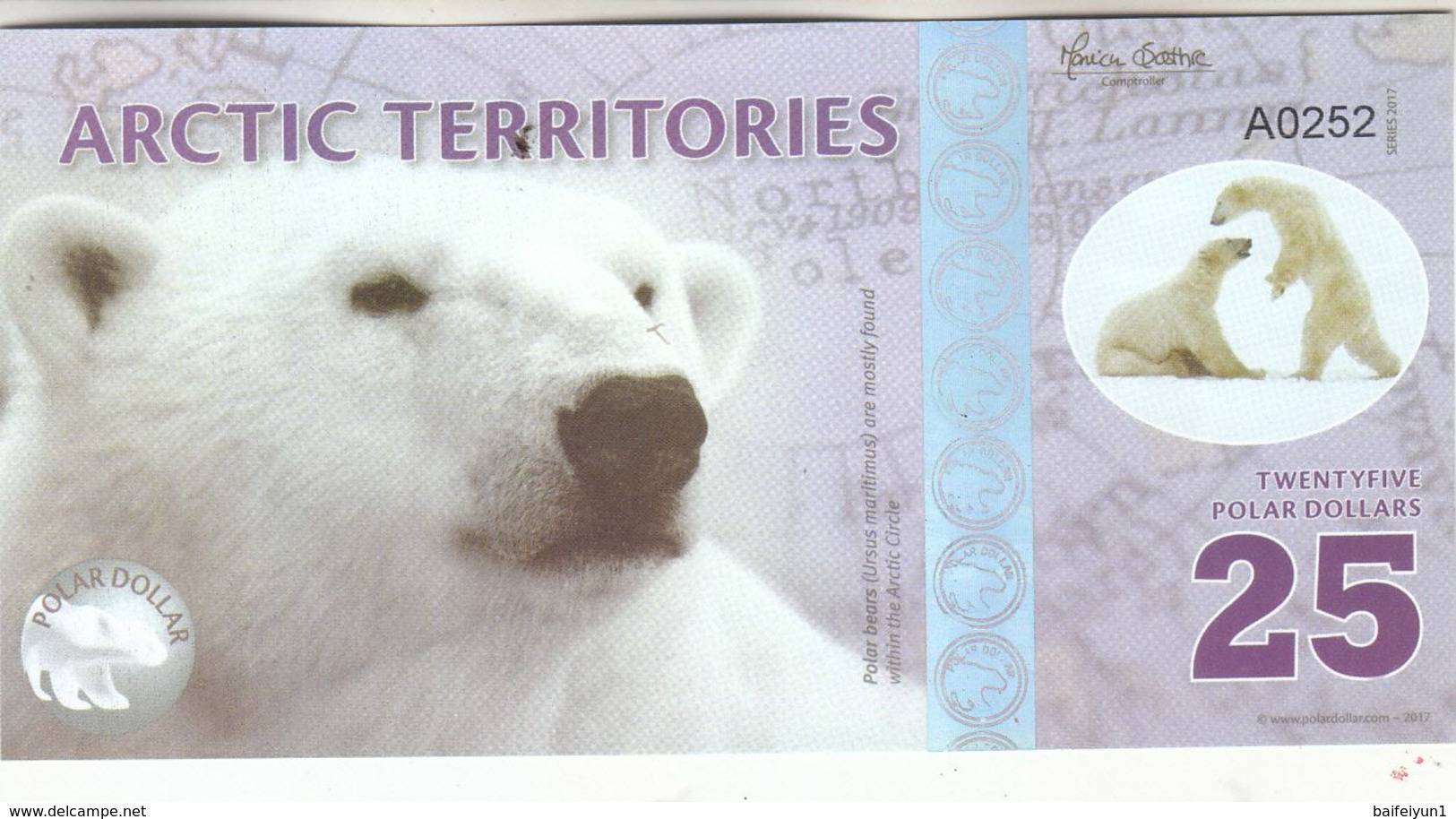 Arctic Territories 25, 50, 100,250, 500  Dollar, Polymer Banknote Currency, 2013-2017 UNC - Other & Unclassified