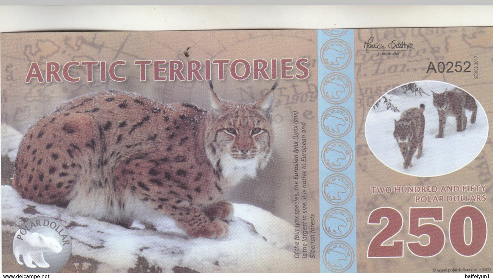 Arctic Territories 25, 50, 100,250, 500  Dollar, Polymer Banknote Currency, 2013-2017 UNC