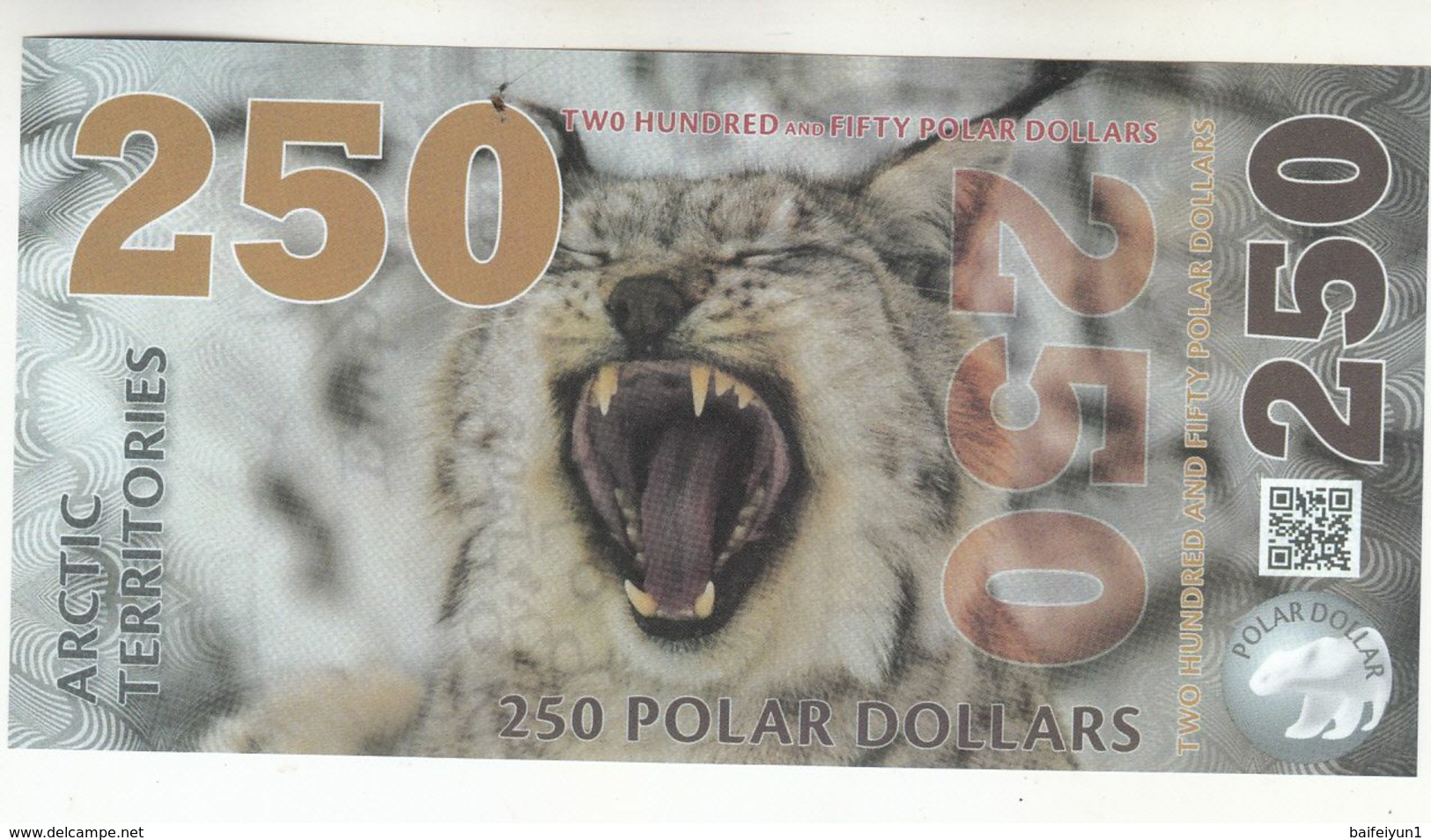 Arctic Territories 25, 50, 100,250, 500  Dollar, Polymer Banknote Currency, 2013-2017 UNC