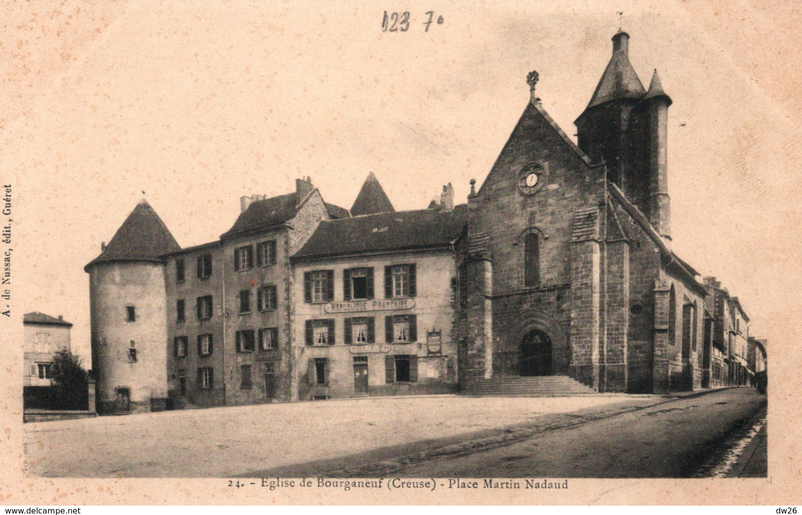 Eglise De Bourganeuf (Creuse) Place Martin Nadaud, L'Hôtel De Ville, Edition A. De Nussac, Carte Dos Simple Non Circulée - Bourganeuf