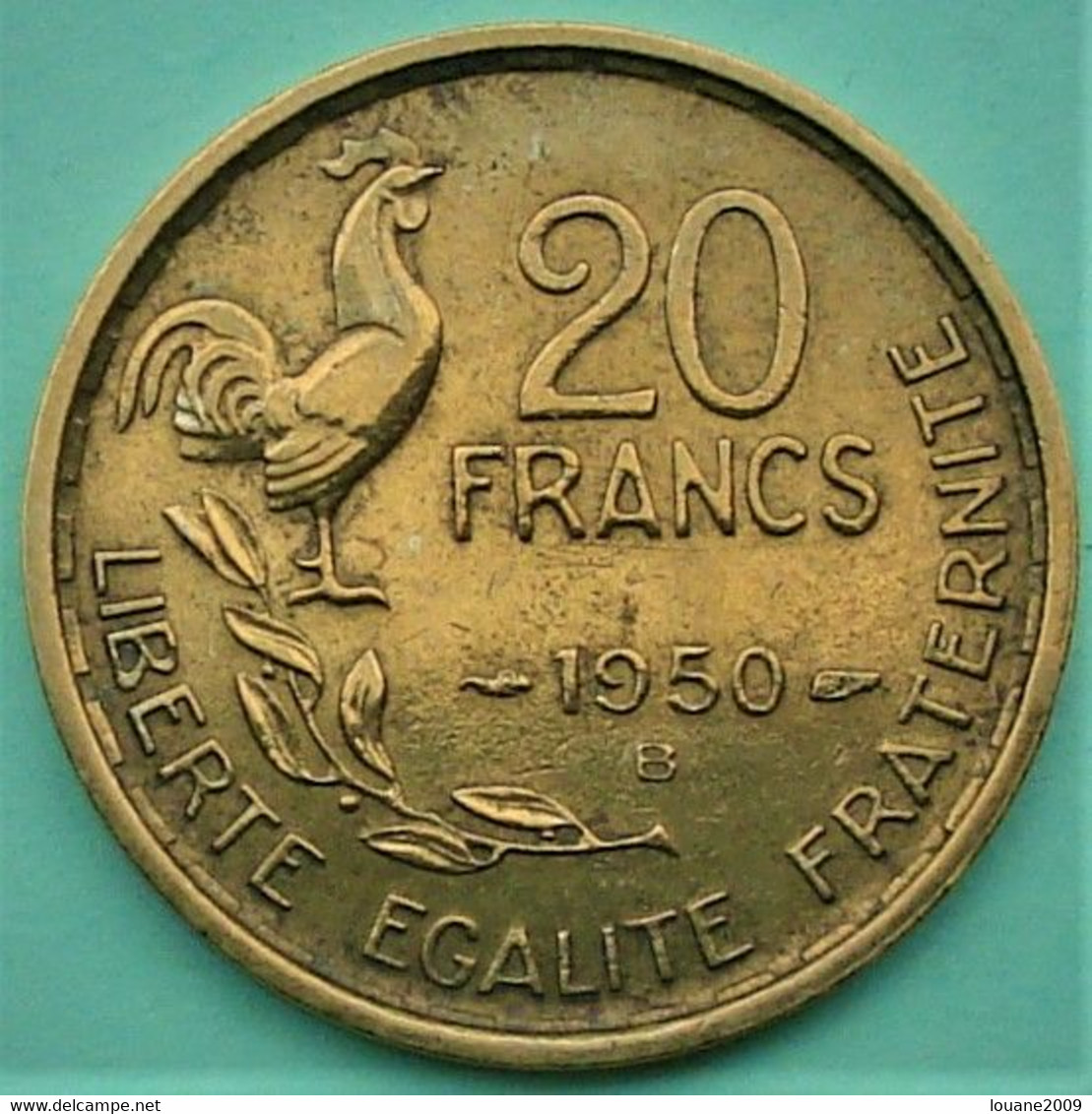 France - 20 Francs G. Guiraud 1950B Queue à 4 Faucilles Pièce De Monnaie - Other & Unclassified