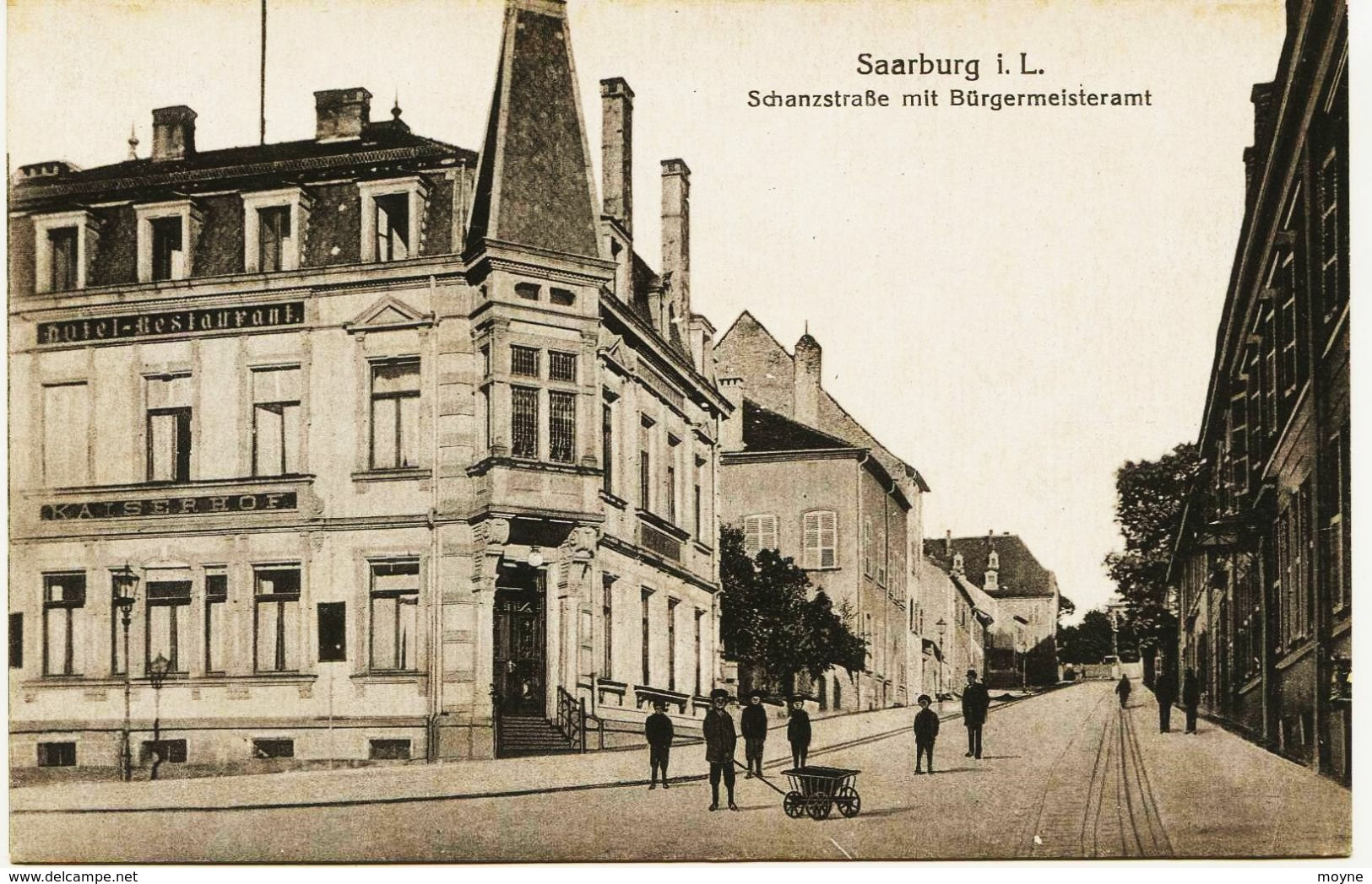 5619  -  Moselle -  SAARBURG  I.L  : Hotel Restaurant KAISERHOF(disparu ??)  Schanzstrasse Mit Bürgermeisteramt - 1919 - Sarrebourg