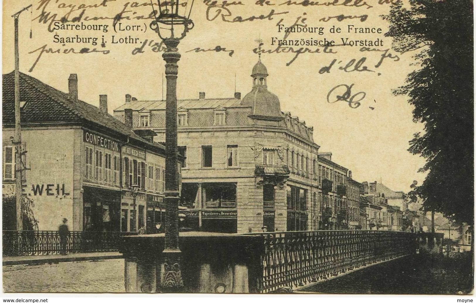 5623 - SARREBOURG  :  Faubourg De France  -  Magasin De Confection à Gauche   - Circulée En 1919 -- - Sarrebourg