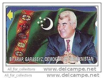 First President Of TURKMENISTAN Le Turkménistan & Flag Drapeau Flagge, Alcatel Mint. Präsident Phone Card - Turkmenistán