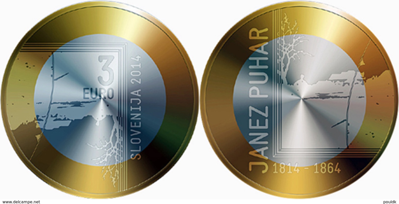 Slovenia 2014 3 Euro 200th Anniversary Of The Birth Of Photographer Janez Puhar (LD1) - Slovénie