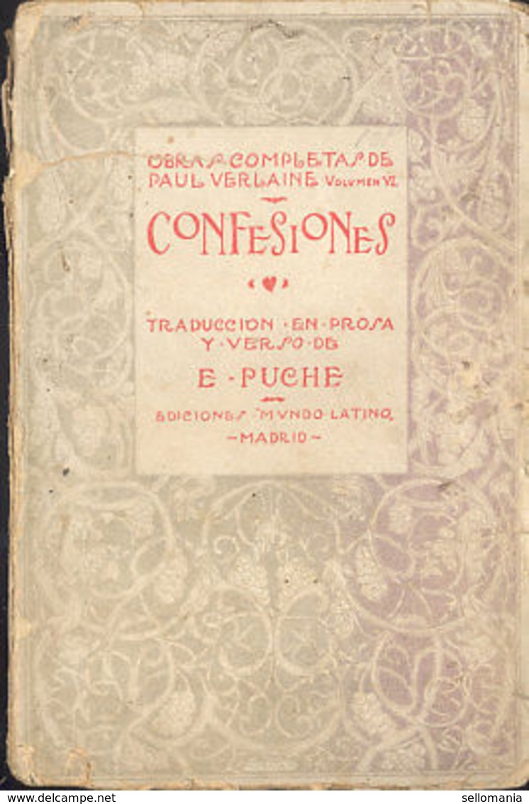 CONFESIONES AUTOR PAUL VERLAINE PRIMERA EDICION MUNDO LATINO 1921   TC12025 A6C1 - Sonstige & Ohne Zuordnung