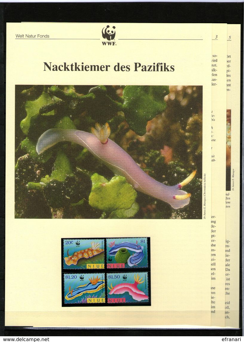 1999 Niue  WWF Nacktkiemer Des Pazifiks/Nudibranch 4 ** + 3 Blätter Beschreibung - Unused Stamps