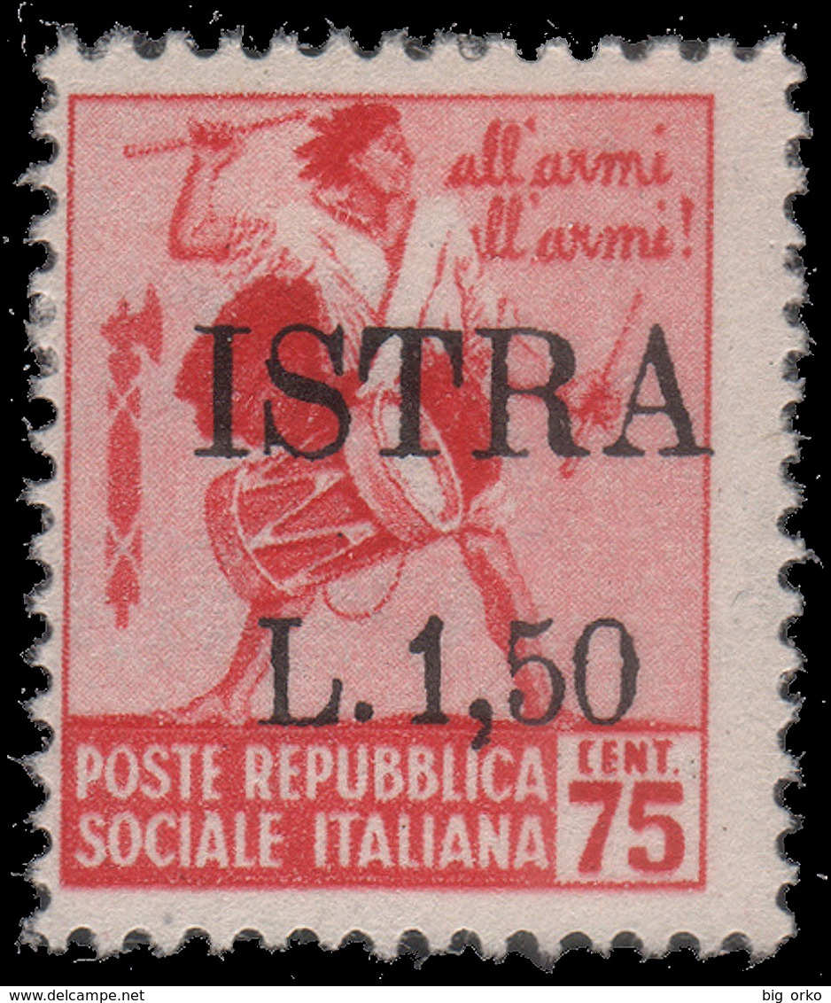 ISTRIA (POLA) - Occupazione Jugoslava Lire 1,50 Su 75 C. Rosa (n° 499 Filigr. - Monumenti Distrutti) - 1945 - Occ. Yougoslave: Istria