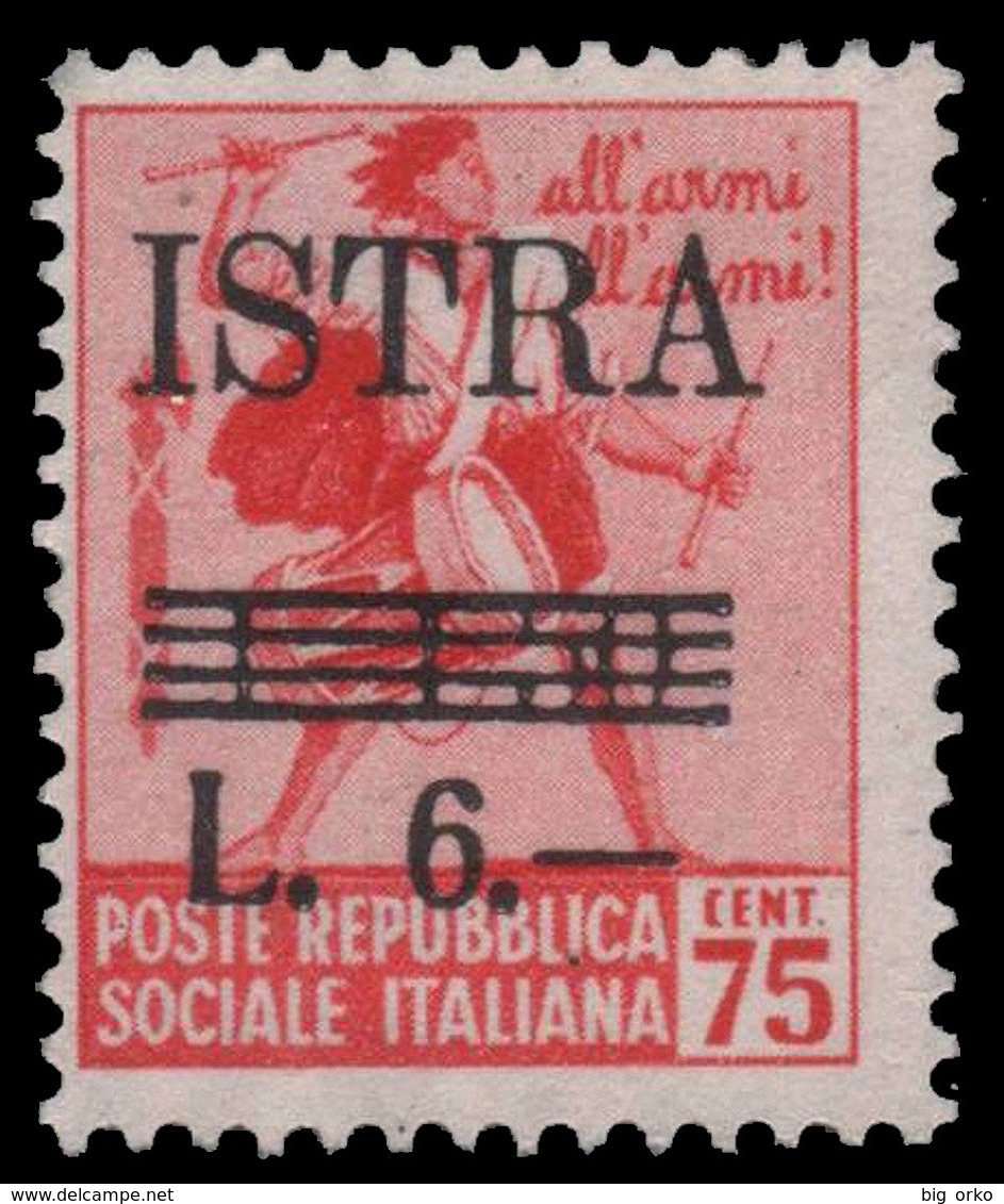 ISTRIA (POLA) - Occupazione Jugoslava  Lire 6 Su Lire 1,50 Su 75 C. (Monumenti Distrutti) - 1945 - Occ. Yougoslave: Istria