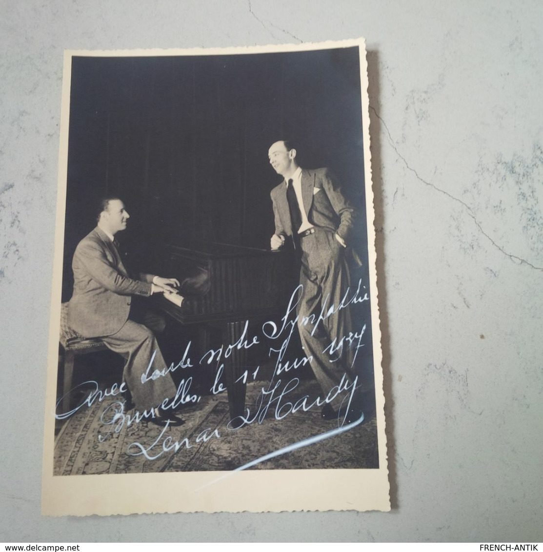 PHOTO LOT DE 2 ARTISTE BELGE LENAR ET HARDY AVEC AUTOGRAPHE BRUXELLES 1937 - Autres & Non Classés