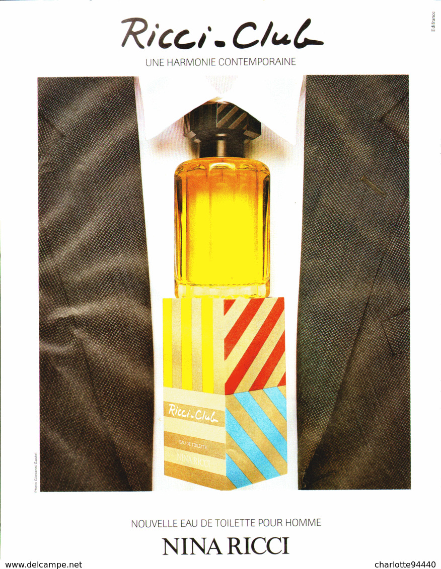 PUB PARFUM   ( RICCI-CLUB ) De " NINA RICCI "  1989  ( 4 ) - Unclassified