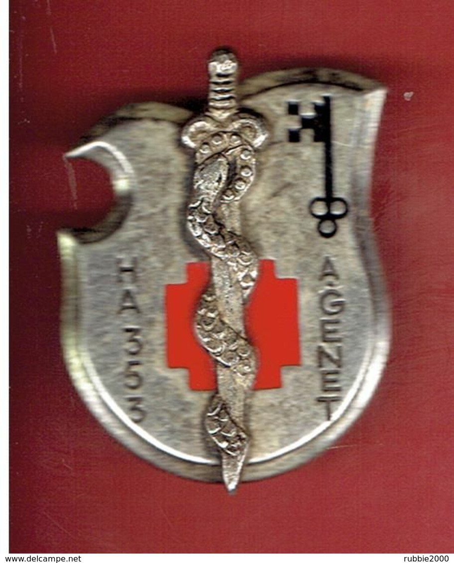 INSIGNE PUCELLE HOPITAL DES ARMEES 353 ANDRE GENET A TREVES FORCES FRANCAISES EN ALLEMAGNE FABRICANT DRAGO G 2287 - Services Médicaux